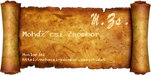Mohácsi Zsombor névjegykártya